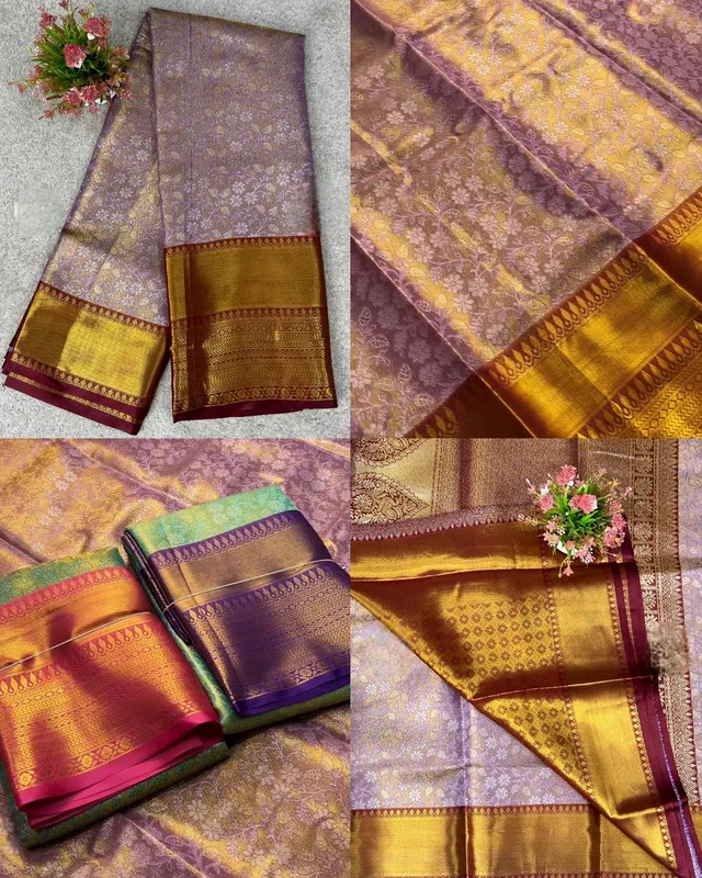 Trendy Kanjiviram pattu silk pure gold zari weaving Bridal saree
- Paradiso with Dark Pink border, Free Size