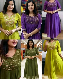 Trendy Special Launching Beautiful Handwork Kurti - Blue, M