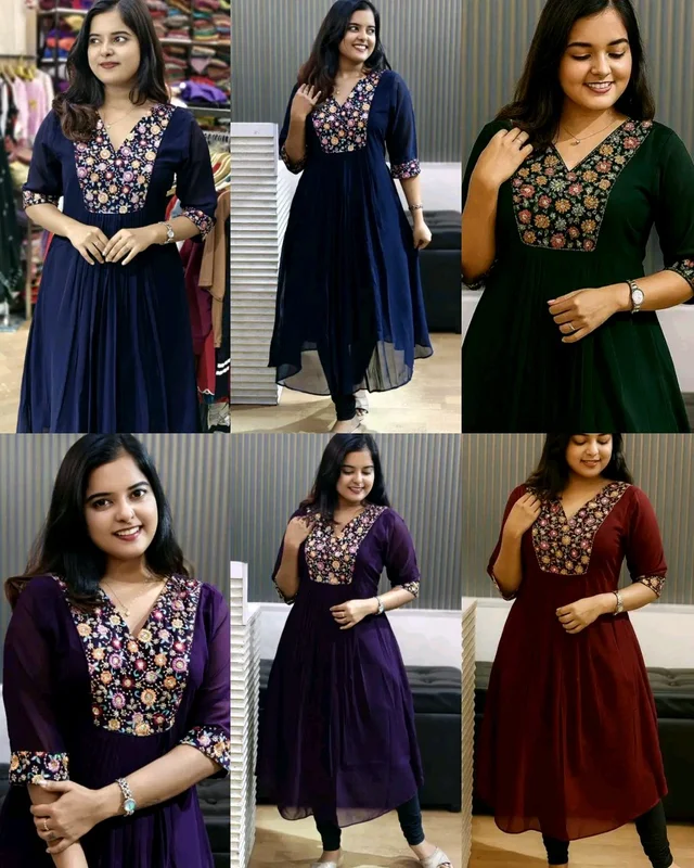 Trendy Special Launching Beautiful Handwork Kurti - Blue, XL