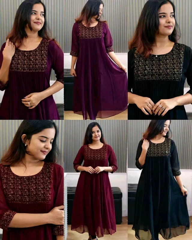 Trendy Special Launching Beautiful Handwork Kurti - Purple, XL