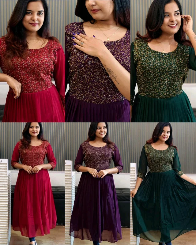 Trendy Special Launching Beautiful Handwork Kurti - Purple, L