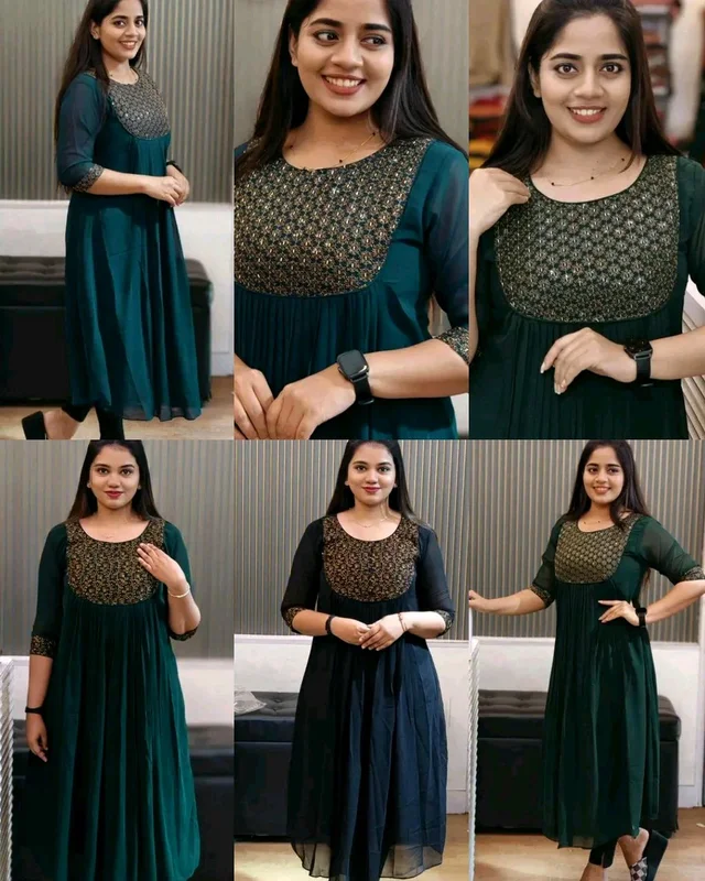 Trendy Special Launching Beautiful Handwork Kurti - Sherpa Blue 1st, L