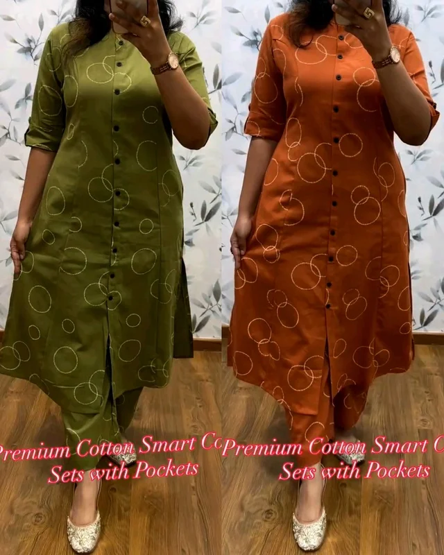Premium Cotton Coord Sets with Both Side Pockets - Fire, S