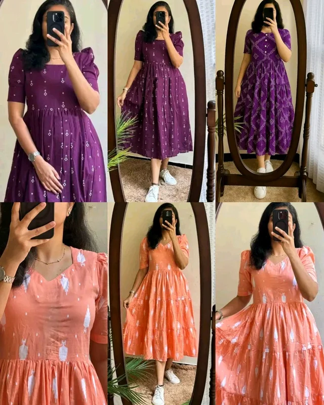 Introducing Beautiful prints of pure and rich Soft Cotton - Peach, L