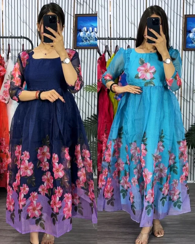 Blooming with beauty in this elegant floral print dress - Navy Blue, 2XL