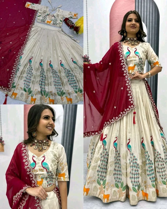 Trendy Launching Wedding wear Lehenga Choli With Cancan - Maroon, L