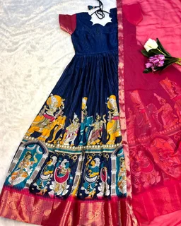 Trendy Tradational Beautiful Gown with dupatta - Cream, M