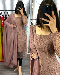 New Launching premium net fabric with beautiful chikankari work - Pink, S
