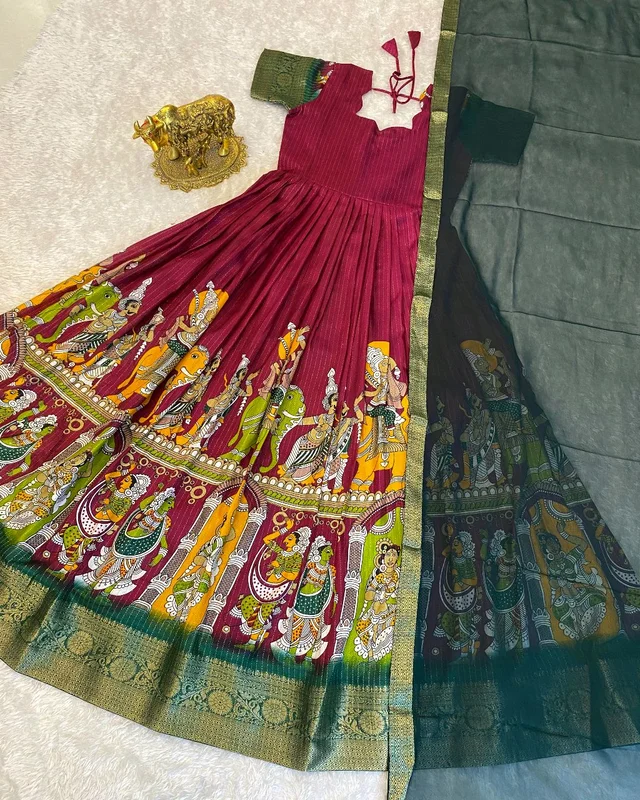 Super trendy reko zari dola silk long gown with georgette dupatta - Siren, XL