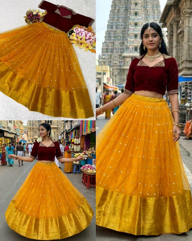 Elegance & Traditional Look Beautiful Fully Stitched Crop Top + Skirt
- Maroon, XL