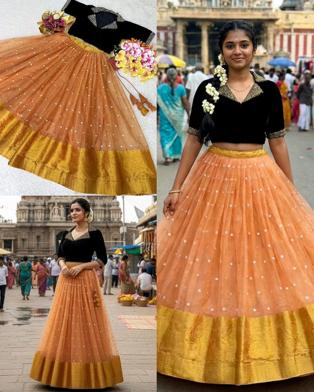 Elegance & Traditional Look Beautiful Fully Stitched Crop Top + Skirt
- Peach Orange, 2XL