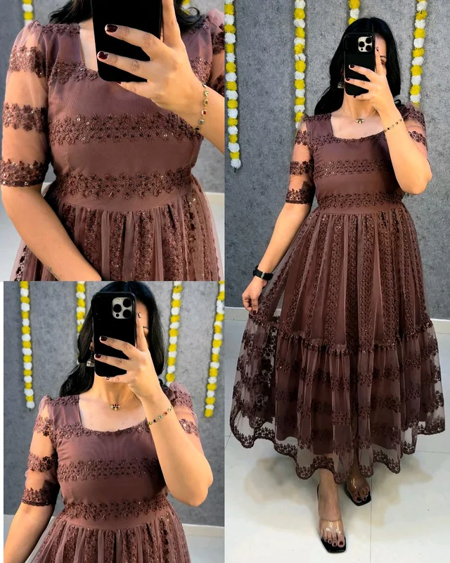 Launching beautiful flower-embroidery sequence work frocks to make your princess look even more cute and pretty
- Choco, 3XL