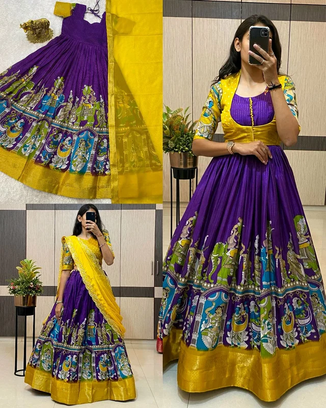 Trendy Gown with koti , Lehenga ( SEPERATE ORDER ) - Pigment Indigo Coat Model, 3XL