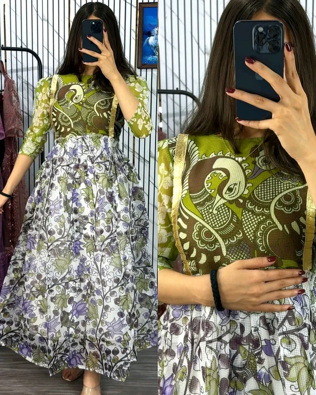 Blooming with beauty in this elegant floral print dress - Green, L