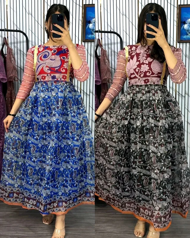Blooming with beauty in this elegant floral print dress - Blue, 2XL
