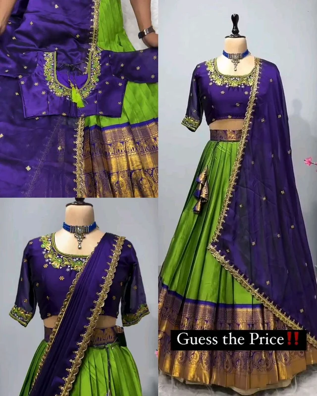 Ready to Wear Premium Quality Pure Kanjivaram silk full stiched Lehenga - M