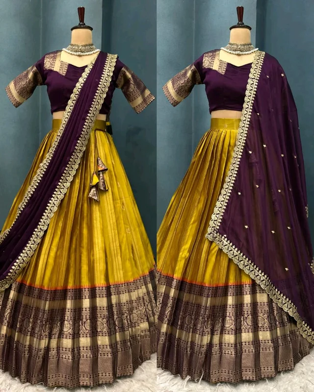 Ready to Wear Premium Quality Pure Kanjivaram silk full stiched Lehenga - 2XL