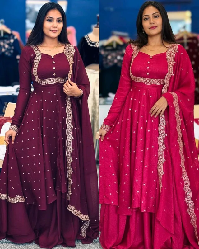 Unveiling Our Stunning Cape Top in Radiant Colours, Paired With a Skirt And Dupptta A Standout Ensemble For Wedding Function, Offering Elegance For Any Function Or Party! ✨ - Pink, L