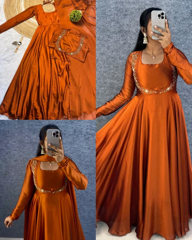 Wear in 3ways Gown+Handwork overcoat +Dupatta - Oregon, M