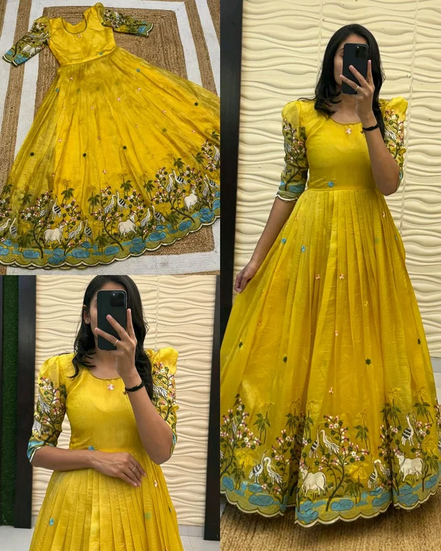 PONGAL SPECIAL GOWN COLLECTION - Yellow, S