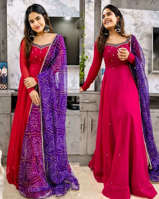 Uniquely Embriodry designed with full sleeves And Full Cut Dupatta . It is giving perfect stylish look for this season - Pink, XL