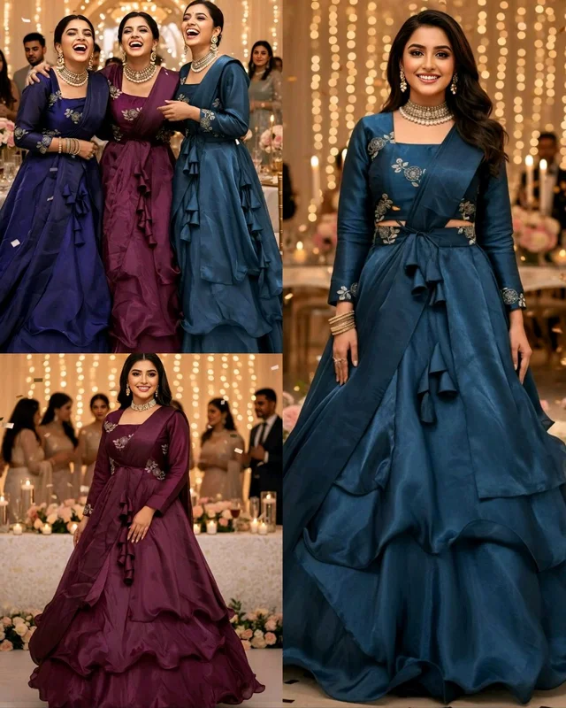 ✨ *Launching Our Latest Festivel Collection Beautiful Heavy Space Silk 3 In 1 Style Lehenga choli Set Double Frill – Where Elegance Meets Comfort!* ✨
- Cherry Pie, Free Size
