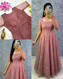 New Launching silver embroidered coding work frock’s to make you priencess look even more cute and pretty
- XL, Wine