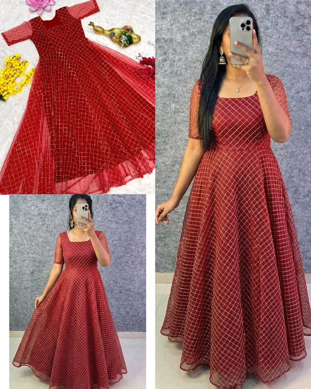 New Launching silver embroidered coding work frock’s to make you priencess look even more cute and pretty
- 2XL, Bright Red