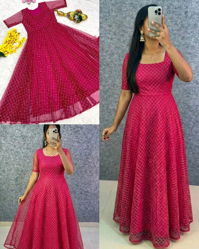 New Launching silver embroidered coding work frock’s to make you priencess look even more cute and pretty
- 2XL, Dark Pink