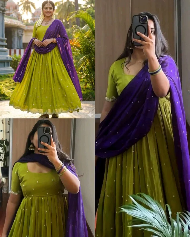 NEON PURPLE ANARKALI 💚✨
- S