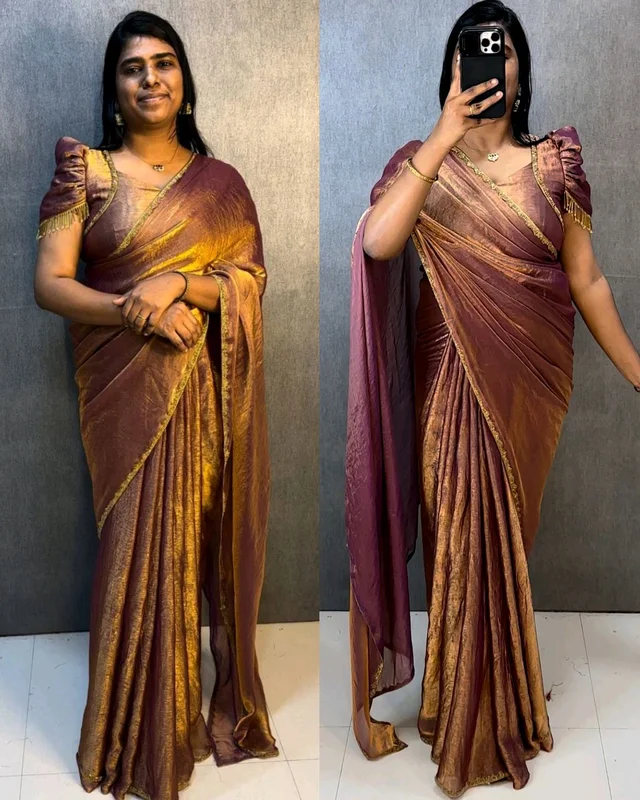 30 Secounds Ready made Gown Saree
- L, Yukon Gold