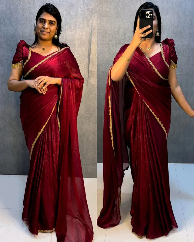30 Secounds Ready made Gown Saree
- 3XL, Siren