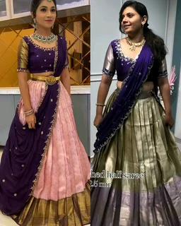 Ready to Wear Premium Quality Pure Kanjivaram silk full stiched Lehenga
- S, Purple With Dark Teal