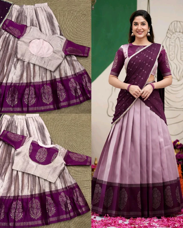 Ready To Wear South Indian Traditional Half Saree - Purple