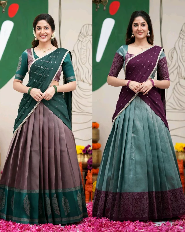 Ready To Wear South Indian Traditional Half Saree - Purple