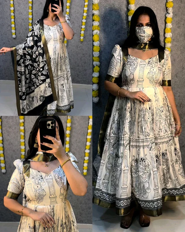 Launching Telugu Bigboss Ritu choudhary kalamkari Anarkali + Dupatta Recreation 😍 - 3XL
