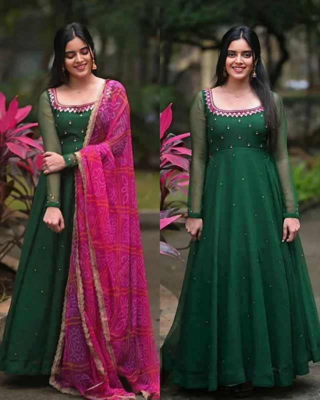 Uniquely Embriodry designed with full sleeves And Full Cut Dupatta . It is giving perfect stylish look for this season - Green, S