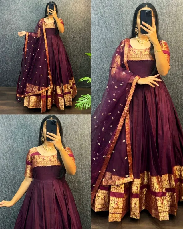 Upcoimng New Tradational Festivel Launch Gown With Dupatta
- 2XL, Pompadour