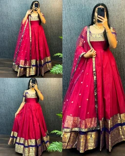 Upcoimng New Tradational Festivel Launch Gown With Dupatta
- 3XL, Pompadour