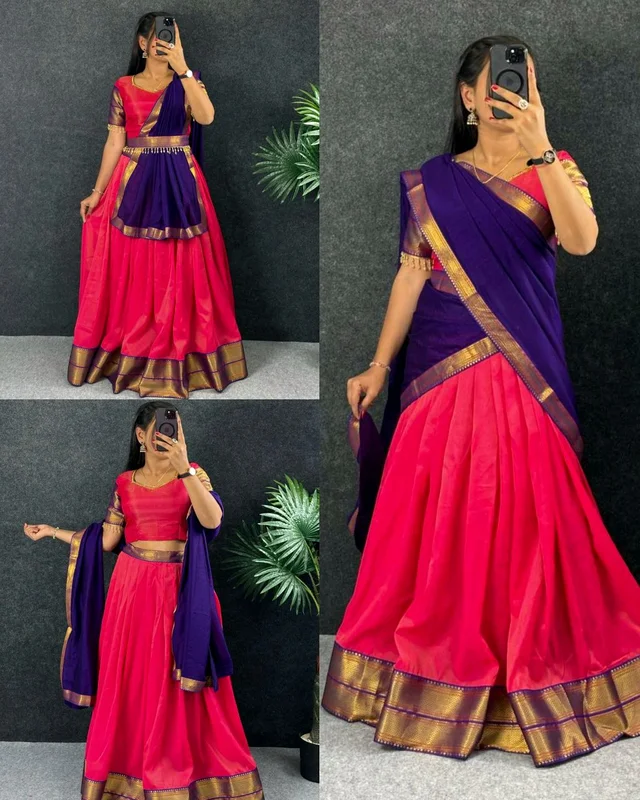 3-Way Style Half Saree | Fully Stitched | Ready-to-Wear - 5XL