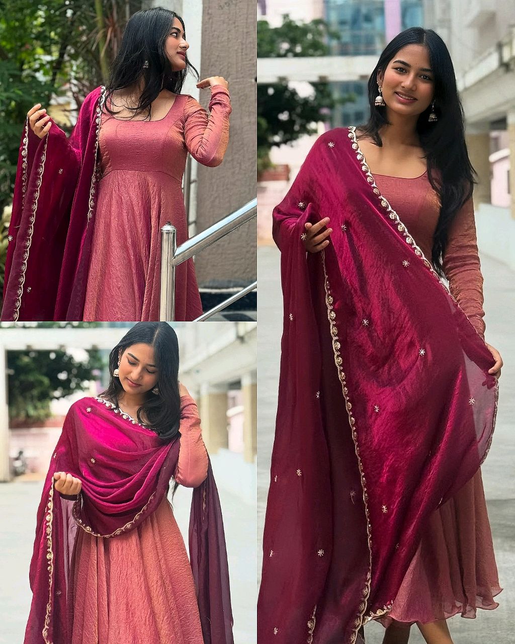Turn Heads At Weddings And Parties With Our Exquisite Vichitra Silk Gown Plus Sparkling Georgette.✨ - 3XL