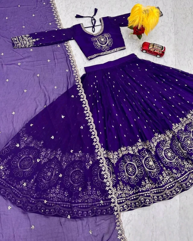 Grand Wedding Embroidered Lehenga Choli - M, Maroon