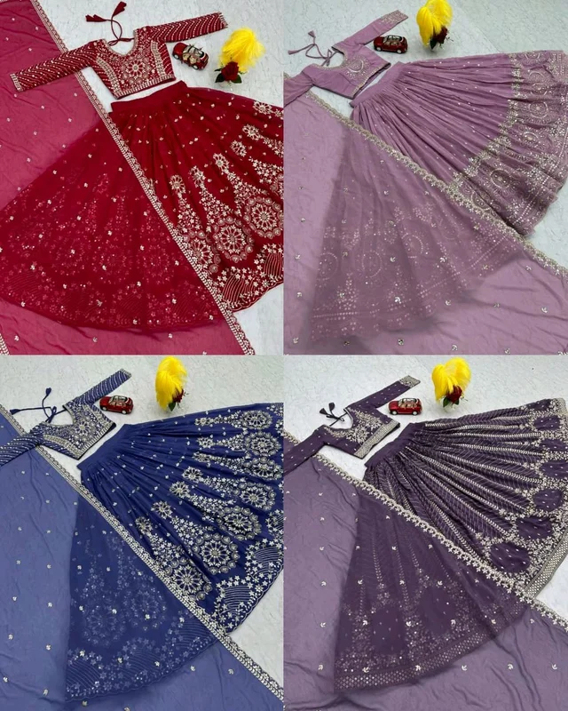 Grand Wedding Embroidered Lehenga Choli - M, Old Rose