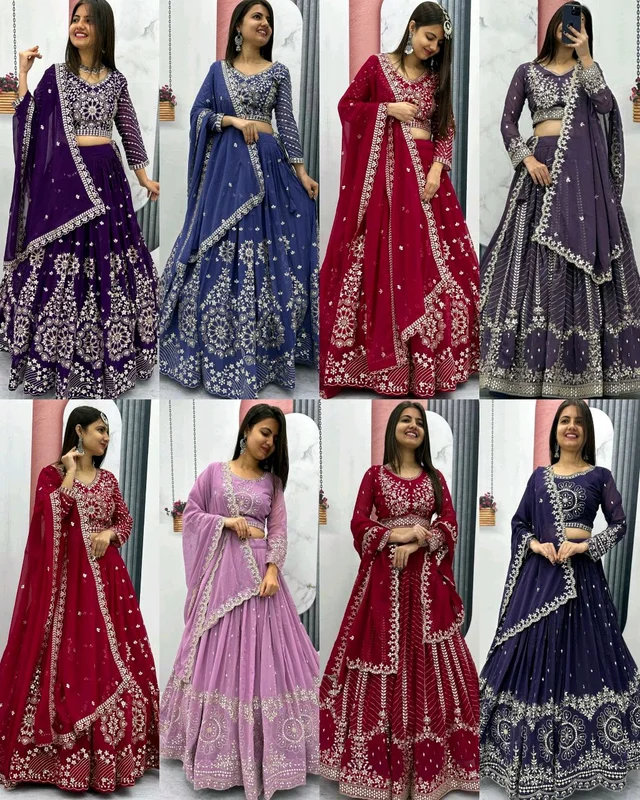 Grand Wedding Embroidered Lehenga Choli - L, Maroon 3rd