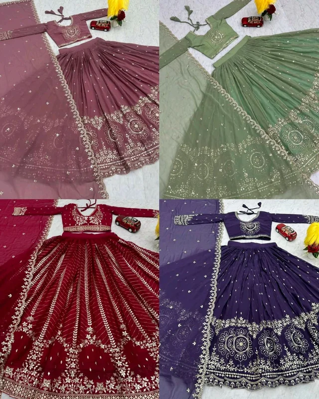 Grand Wedding Embroidered Lehenga Choli - XL, Maroon