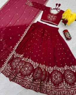 Grand Wedding Embroidered Lehenga Choli - XL, Catalina Blue