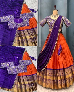Ready to Wear Premium Quality Pure Kanjivaram silk full stiched Lehenga - 3XL, Pink