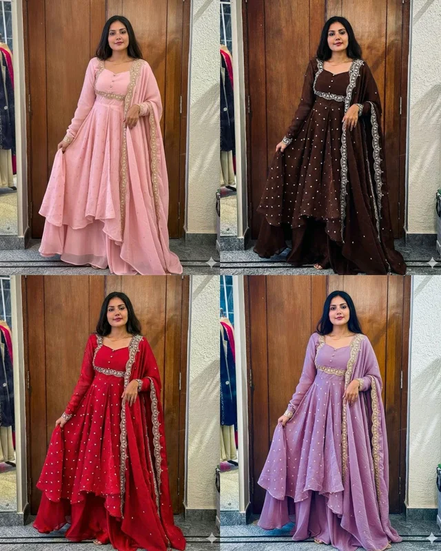 Unveiling Our Stunning Cape Top in Radiant Colours, Paired With a Skirt And Dupptta A Standout Ensemble For Wedding Function, Offering Elegance For Any Function Or Party! ✨ - 2XL, Pink