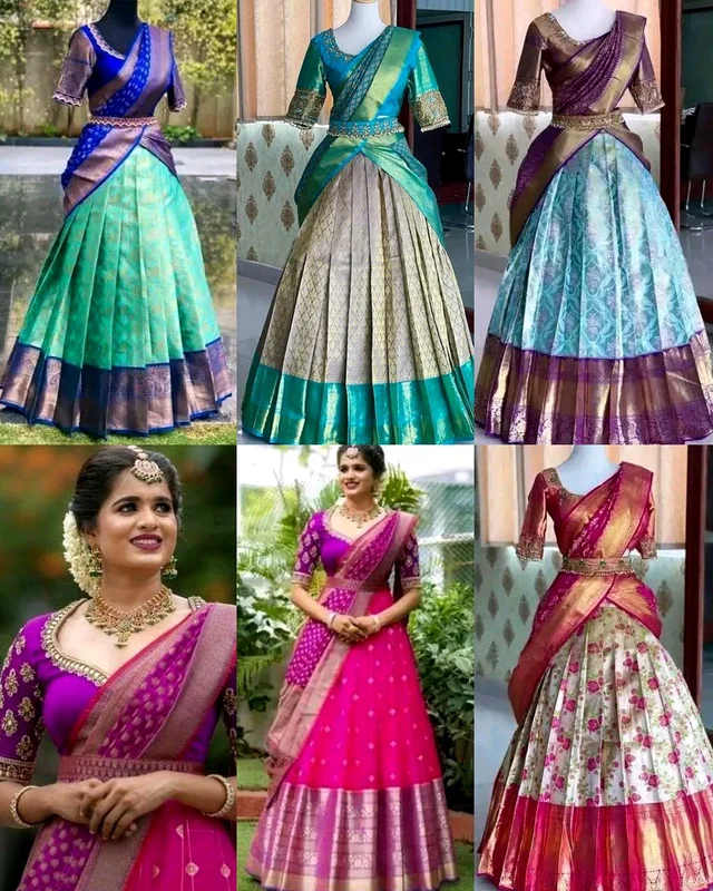 TRADATIONAL HALF SAREE LEHENGA CHOLI - Teal 2nd