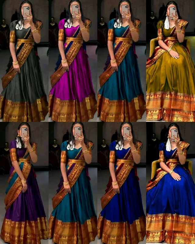 TRADATIONAL HALF SAREE LEHENGA CHOLI - Olive